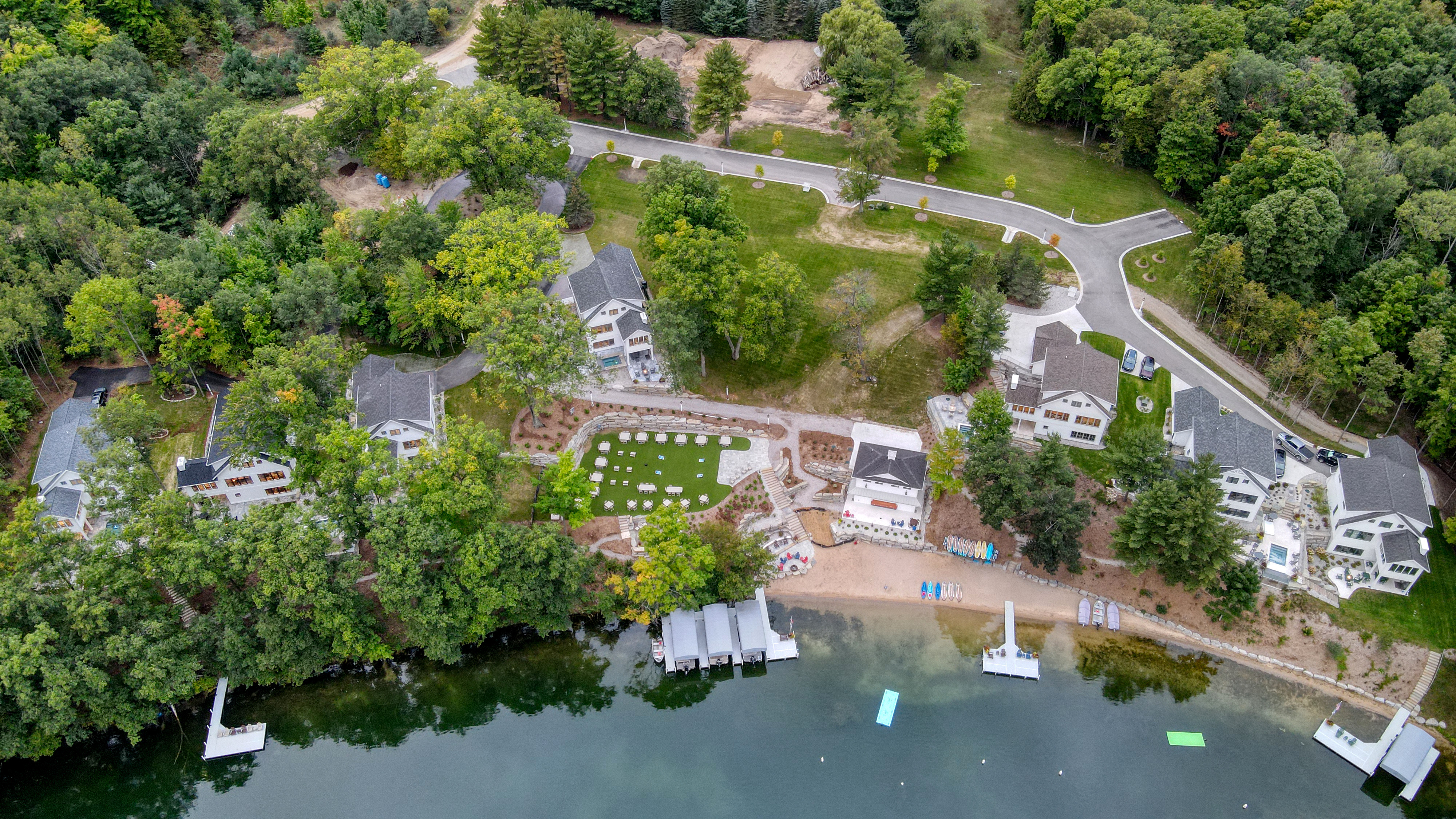 Dramatic aerial of the lakefront property