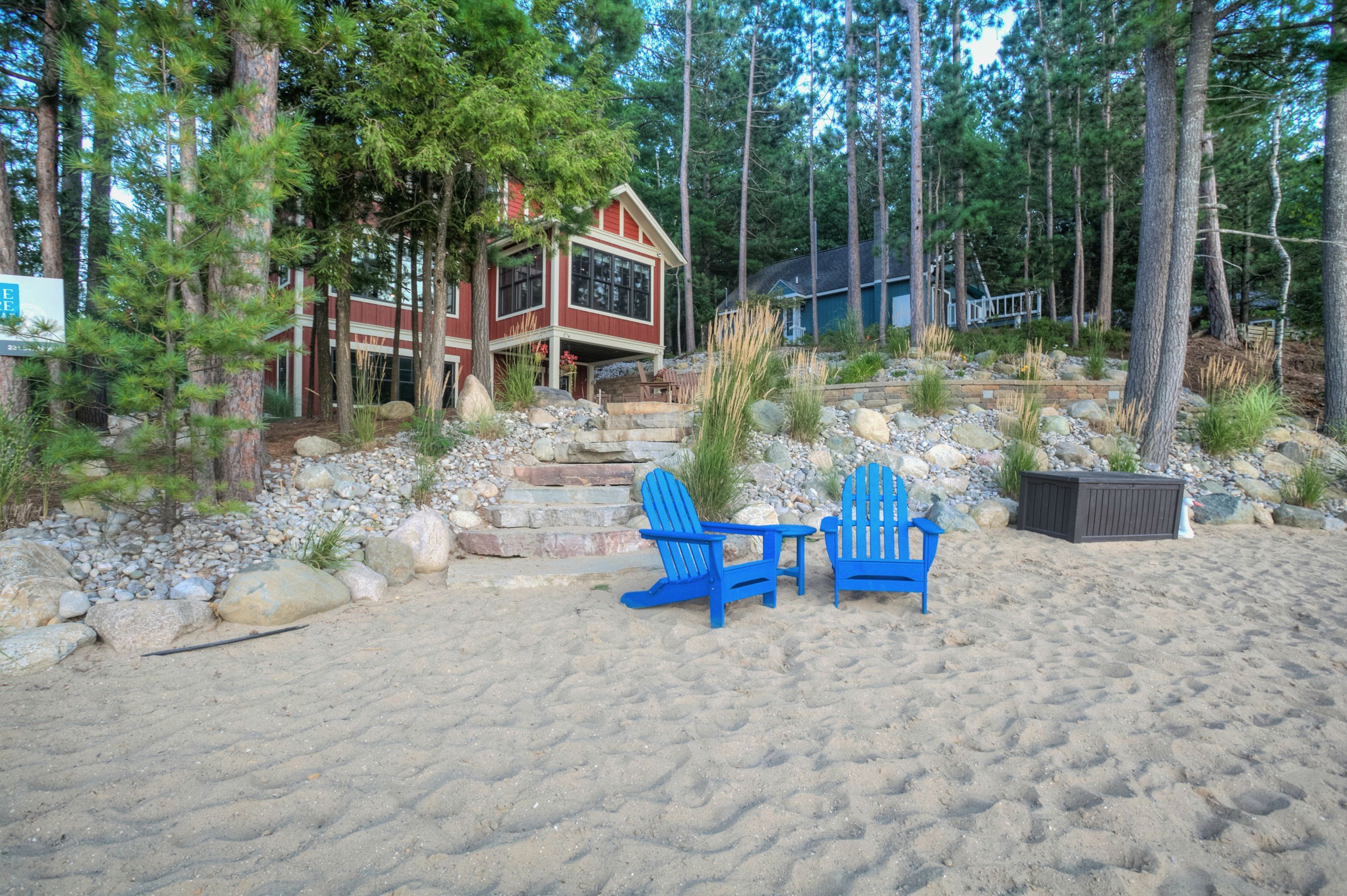 Calm private beach on Arbutus Lake